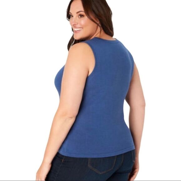 Christopher & Banks Blue Sleeveless Knit Top 14W - Picture 2 of 8